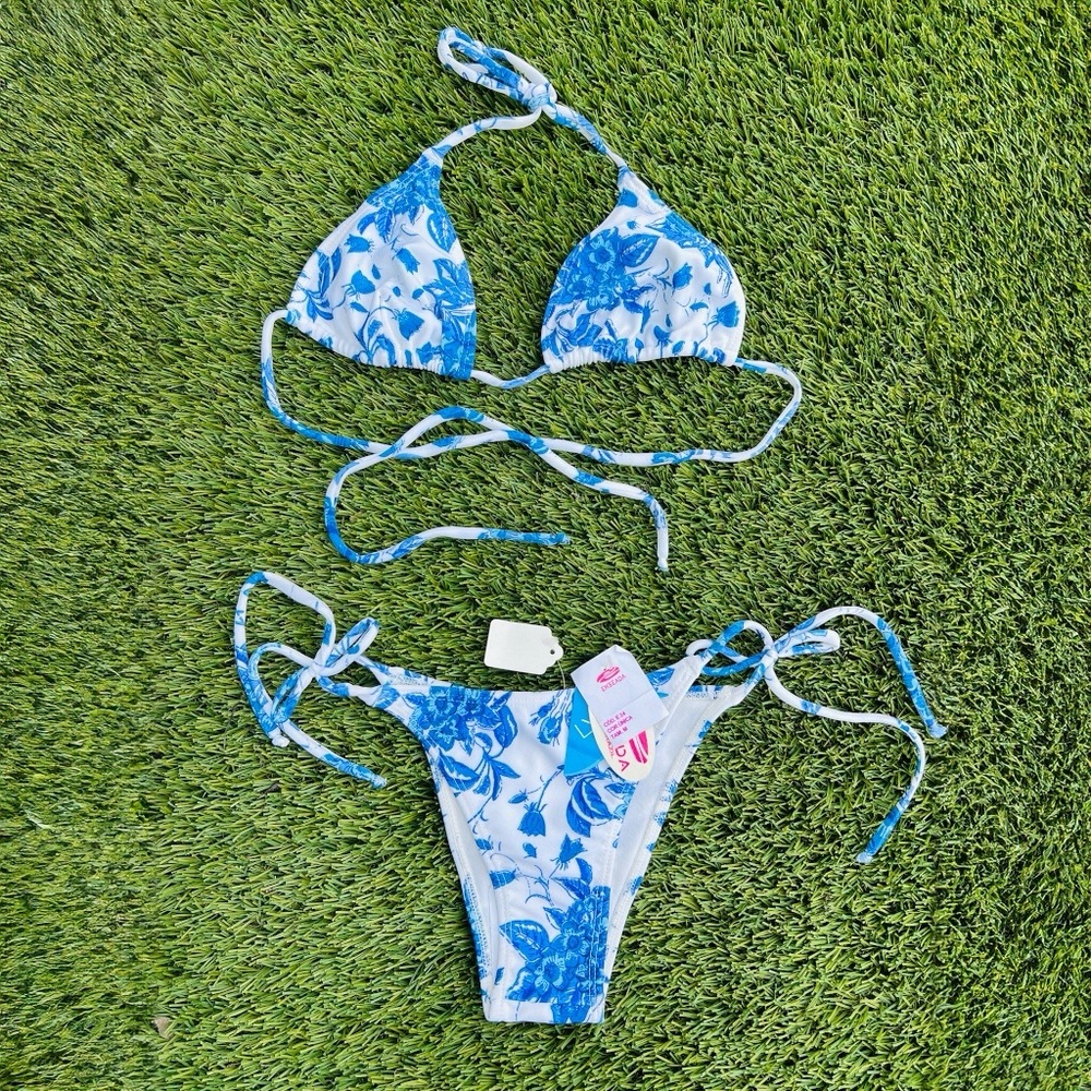 Floral Blue Bikini Set